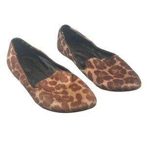 nine west flat slip on shoes animal print brown size 9m READ